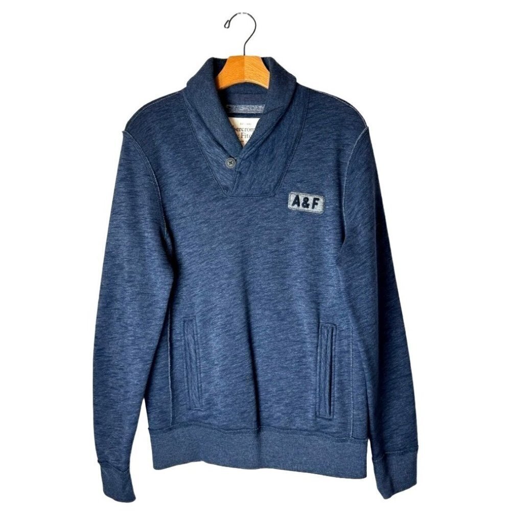 Abercrombie And Fitch Shawl Collar‎ Sweatshirt Men Small Blue Pullover A&F